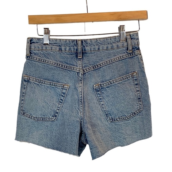 Top Shop A Line Ripped Denim Shorts - Medium Wash Blue - size 2 - Picture 2 of 5